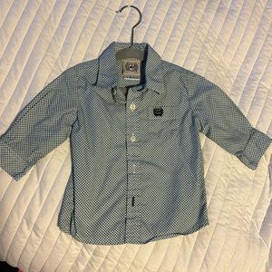 Cinch 6-12 month blue and white button down
